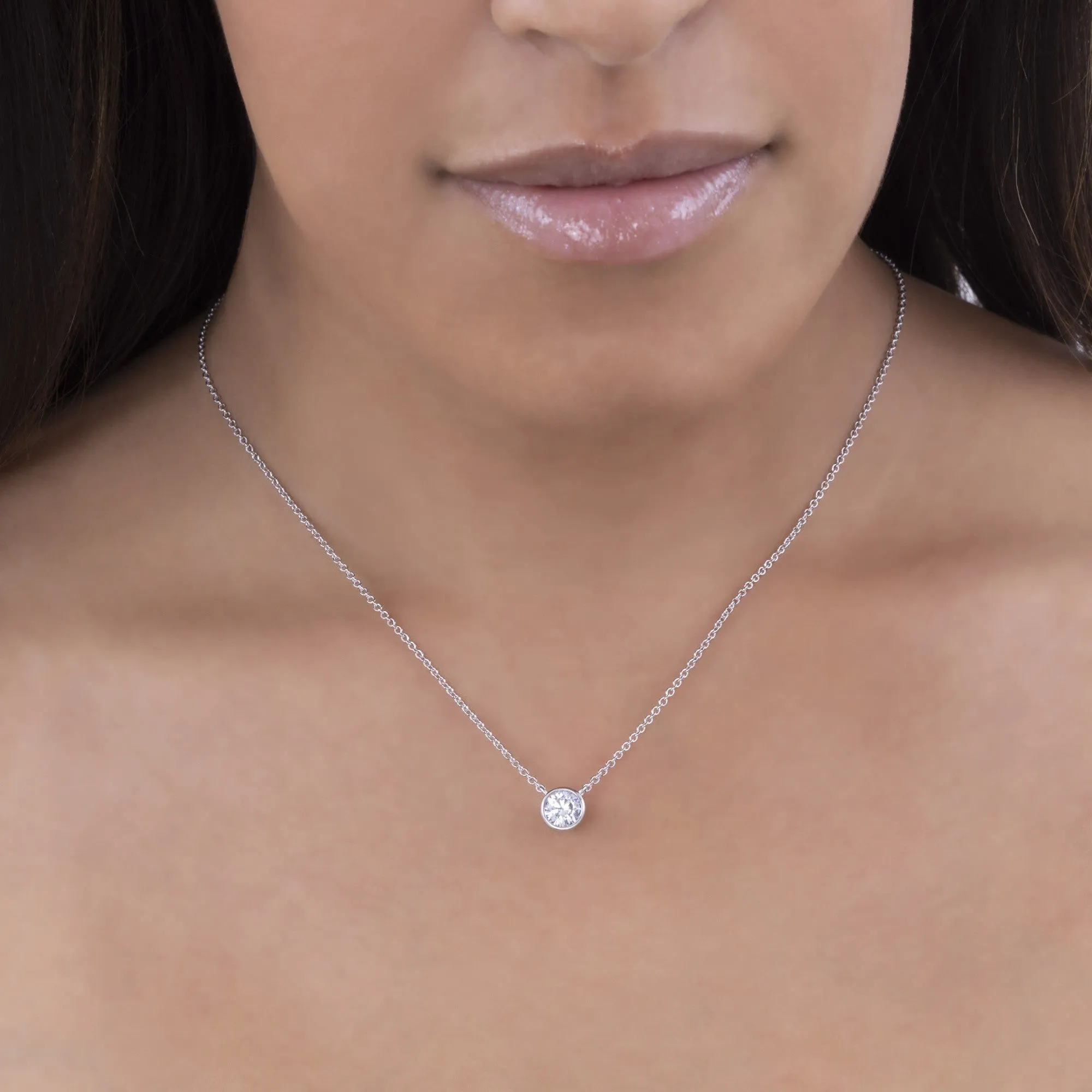Bezel Set 1.50 Carat Solitaire Necklace