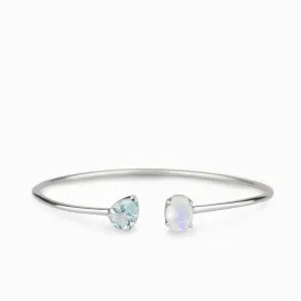 Blue Topaz & Rainbow Moonstone Bangle Bracelet