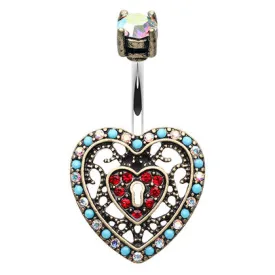 Boho Locked Heart Navel Ring