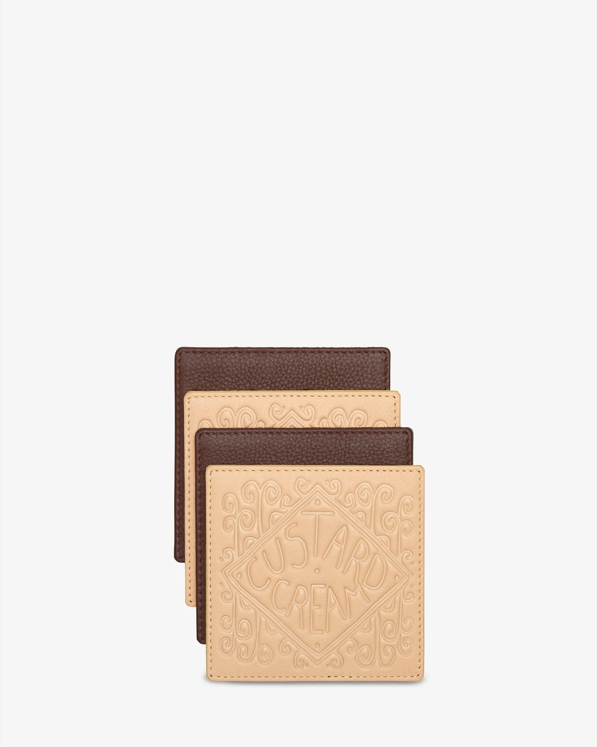 Bourbon and Custard Cream Biscuit Leather Coaster Set