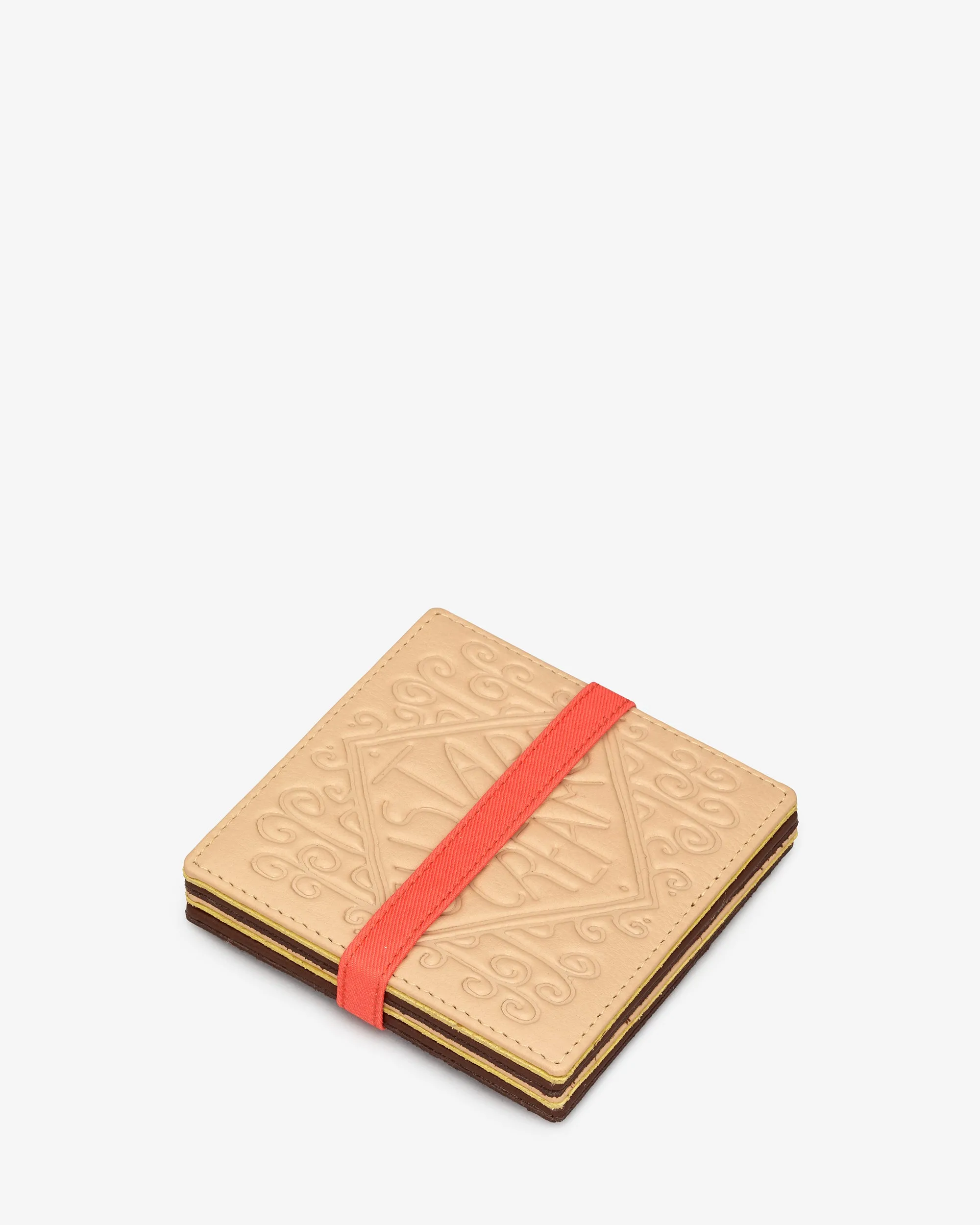 Bourbon and Custard Cream Biscuit Leather Coaster Set