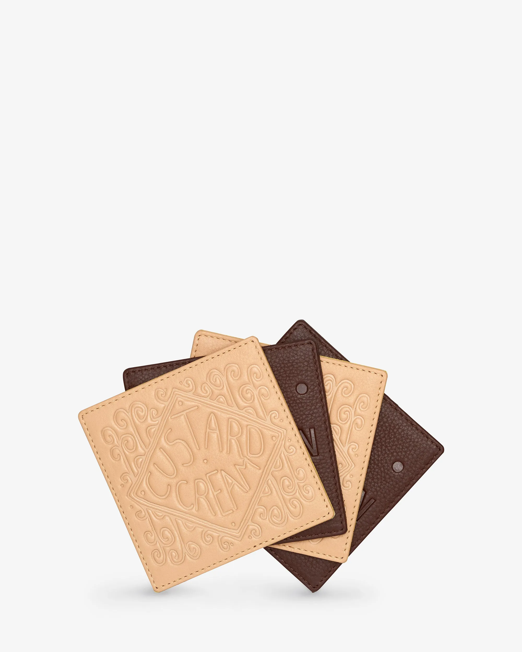 Bourbon and Custard Cream Biscuit Leather Coaster Set