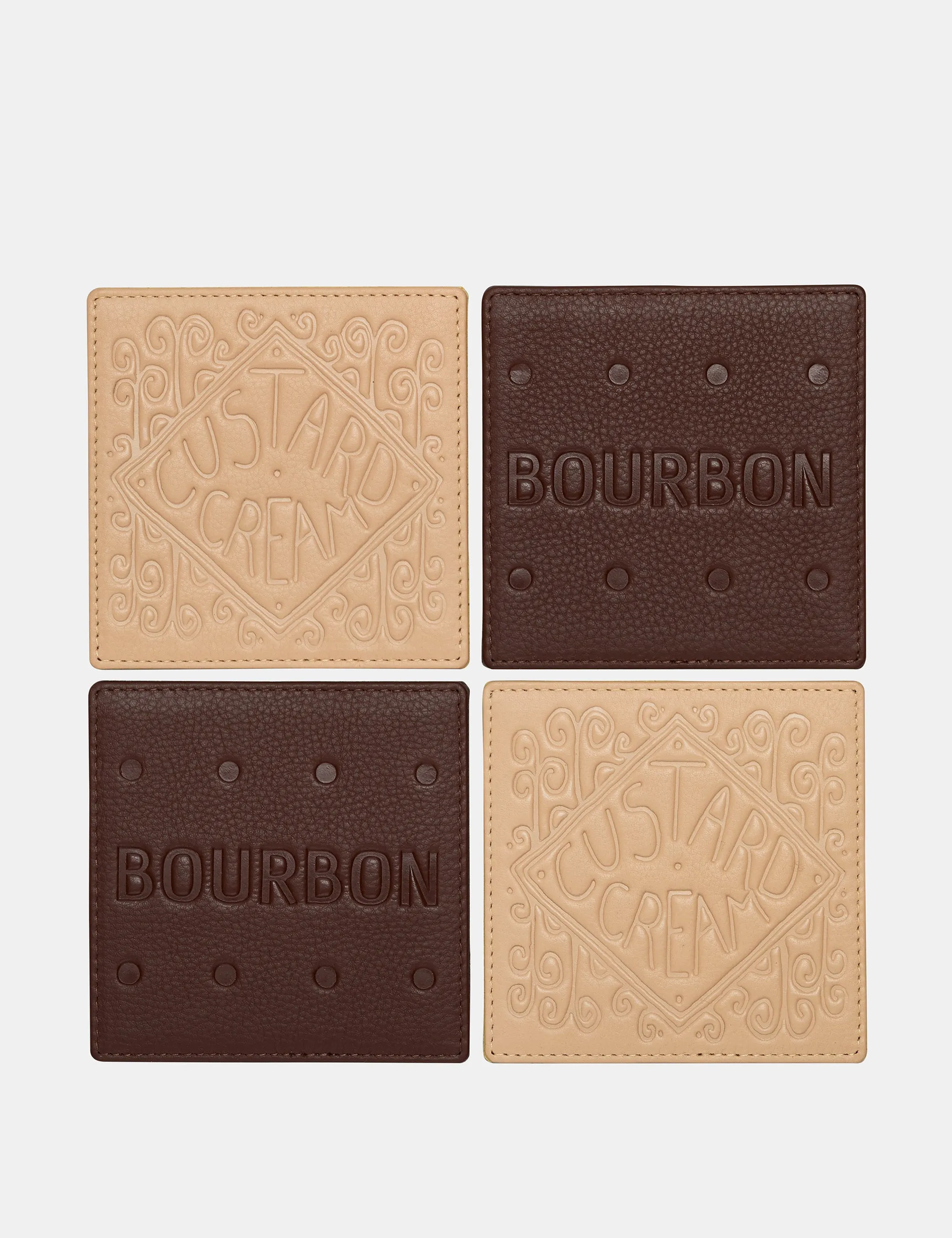 Bourbon and Custard Cream Biscuit Leather Coaster Set