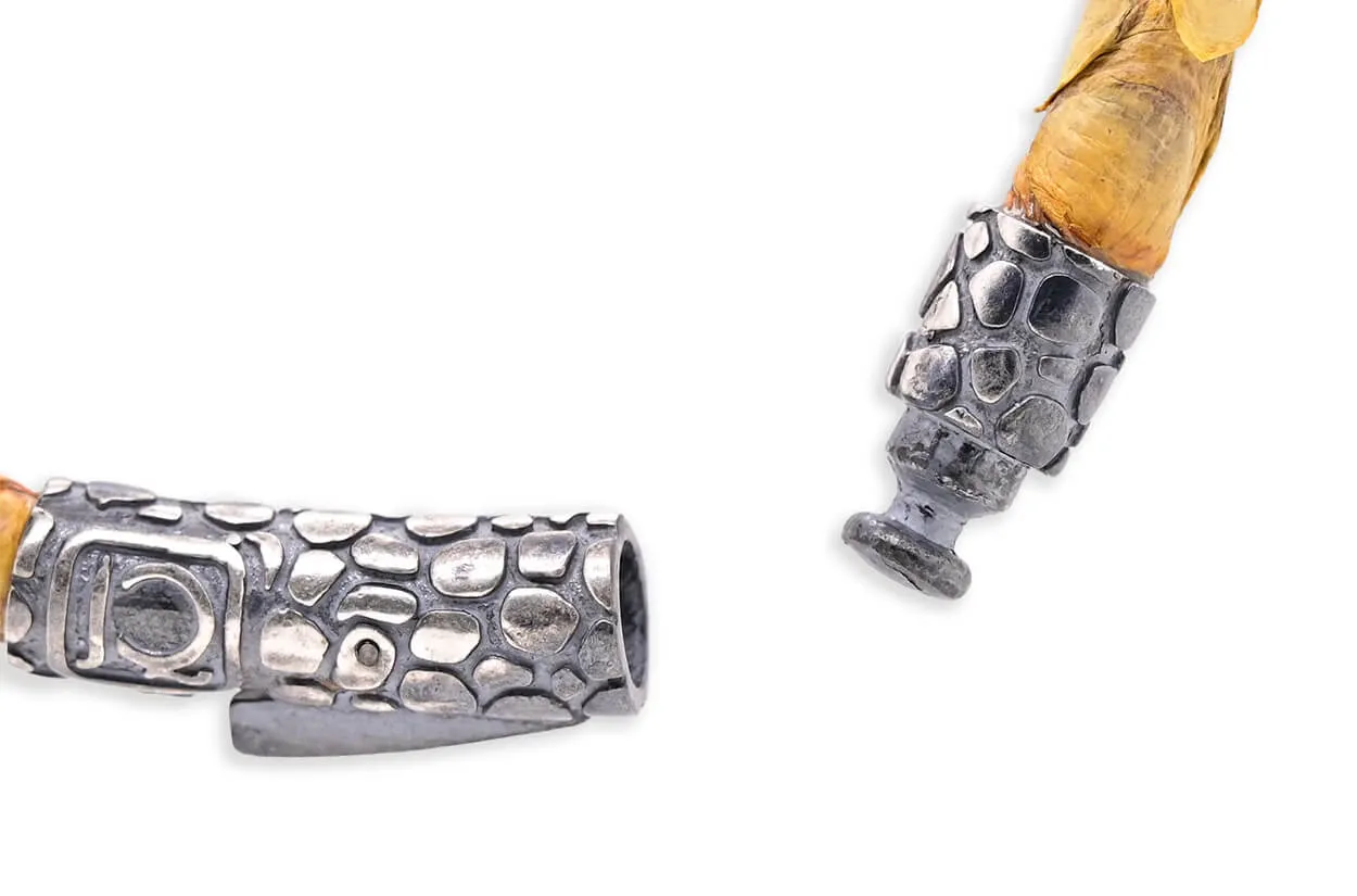 Bracelet LivingSkull Men Stingray Leather & Two T-Rex Skulls