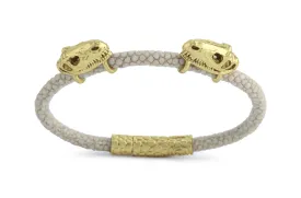 Bracelet LivingSkull Men Stingray Leather & Two T-Rex Skulls