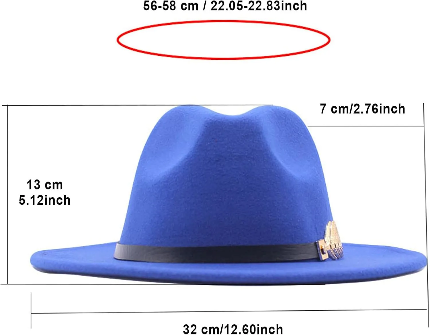 Classic Floppy Panama Hat with Metal Belt Buckle Men's Dress Hats Women's Fashion Lady Retro Wide Brim Fedora Hat