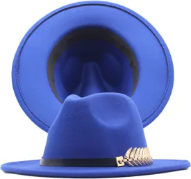 Classic Floppy Panama Hat with Metal Belt Buckle Men's Dress Hats Women's Fashion Lady Retro Wide Brim Fedora Hat