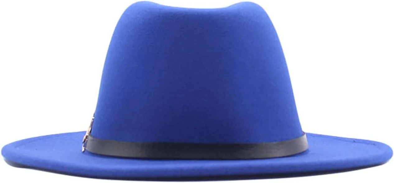 Classic Floppy Panama Hat with Metal Belt Buckle Men's Dress Hats Women's Fashion Lady Retro Wide Brim Fedora Hat