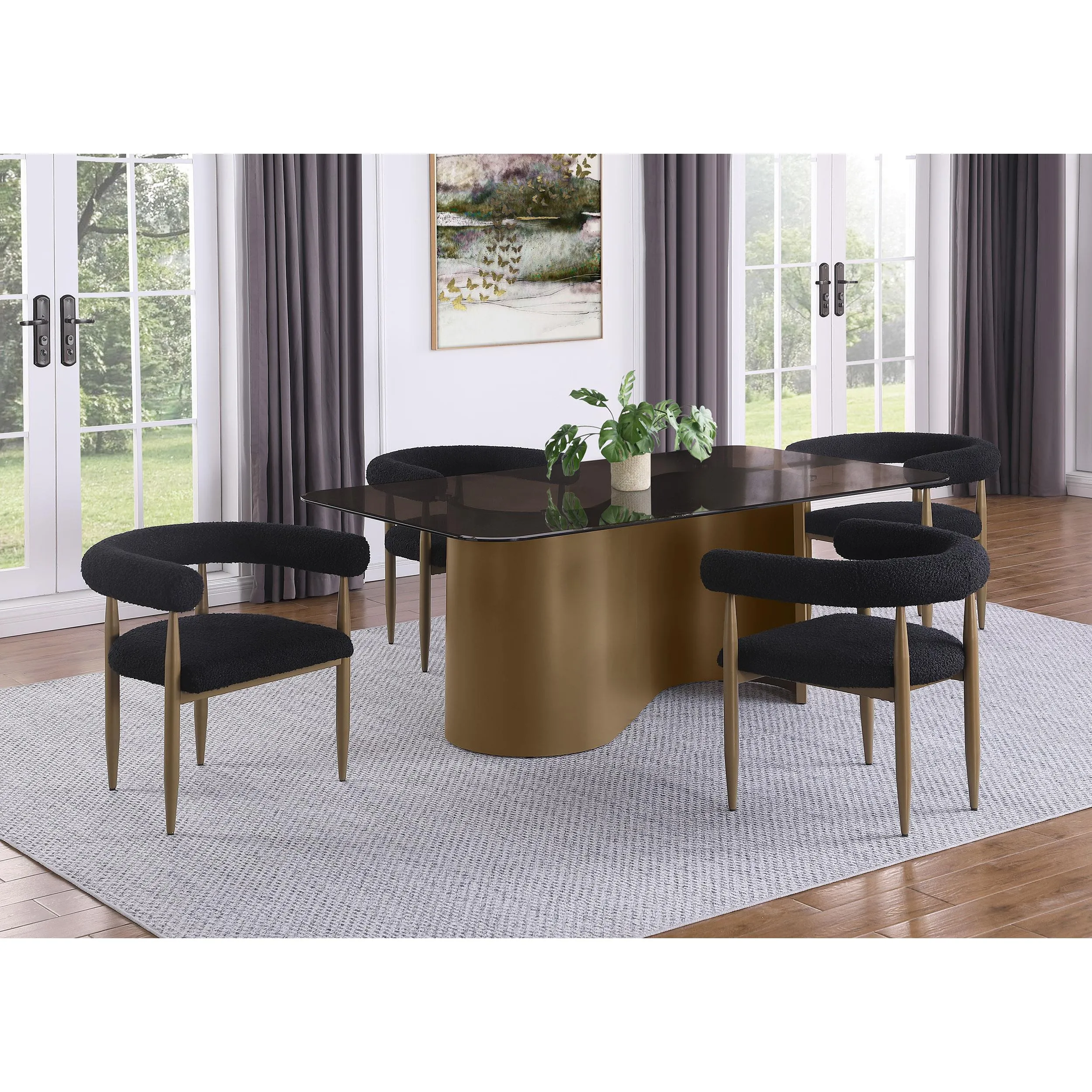 Coaster Furniture Dunmore 105762 Boucle Upholstered Dining Arm Chair - Black