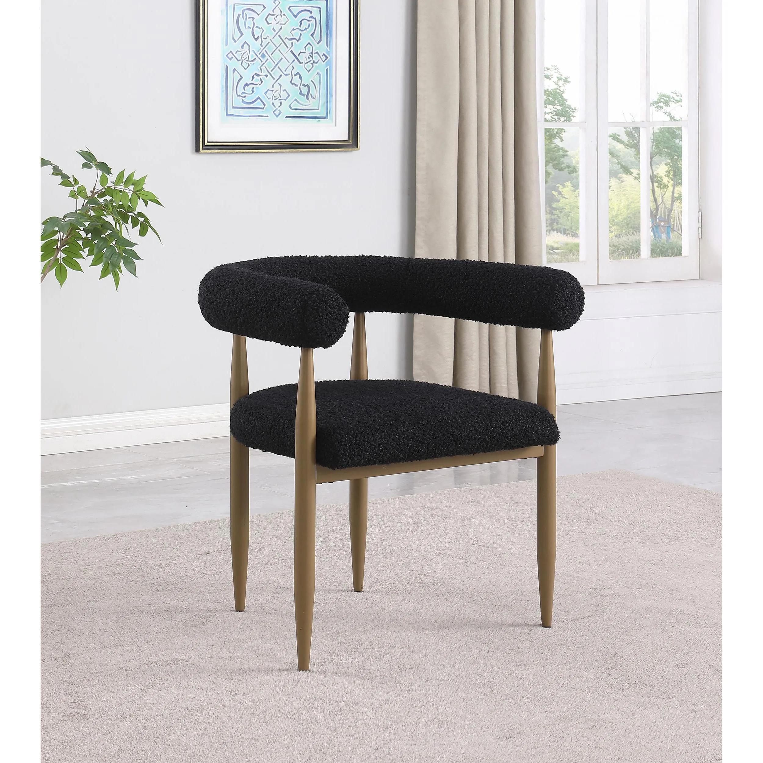 Coaster Furniture Dunmore 105762 Boucle Upholstered Dining Arm Chair - Black