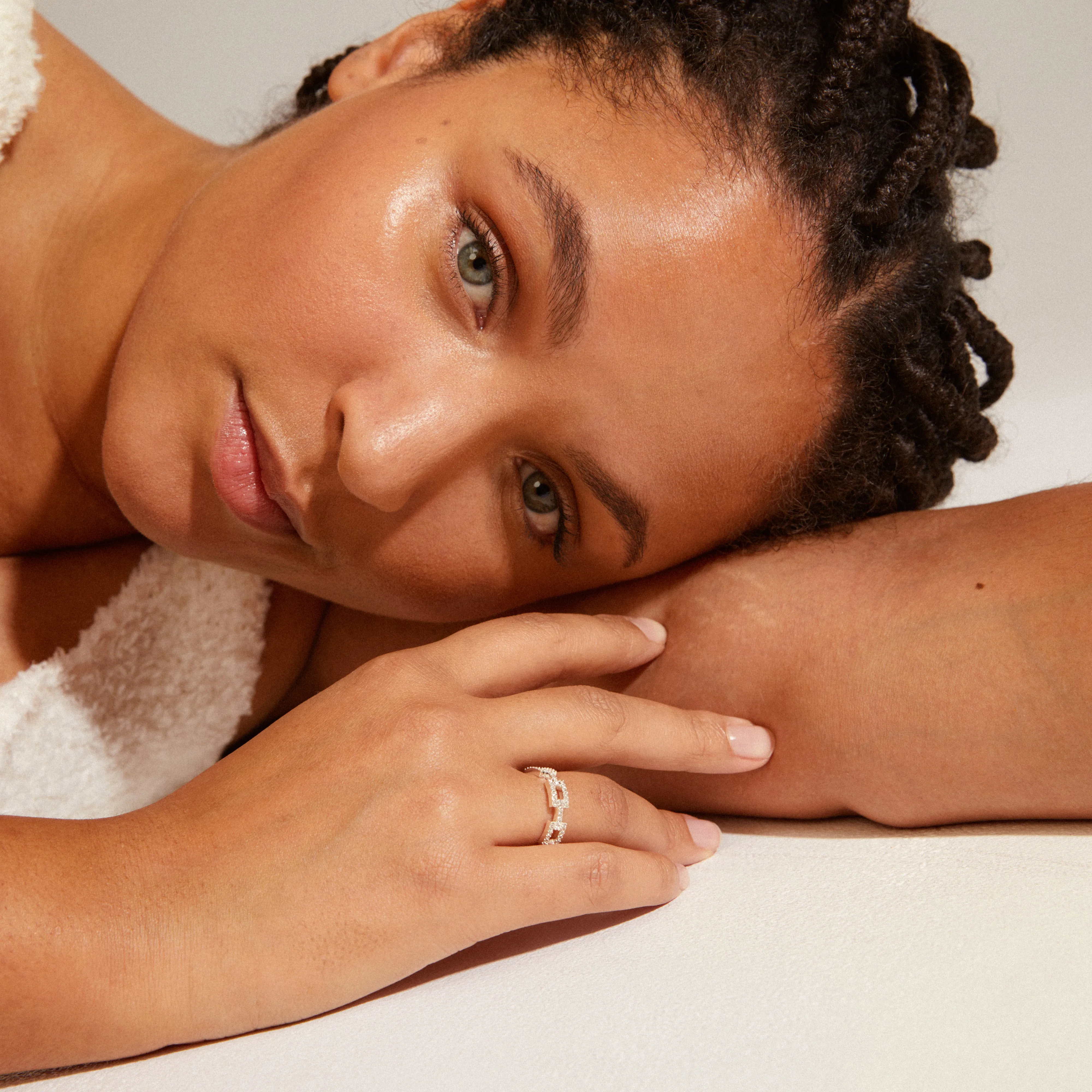 COBY recycled crystal ring silver-plated