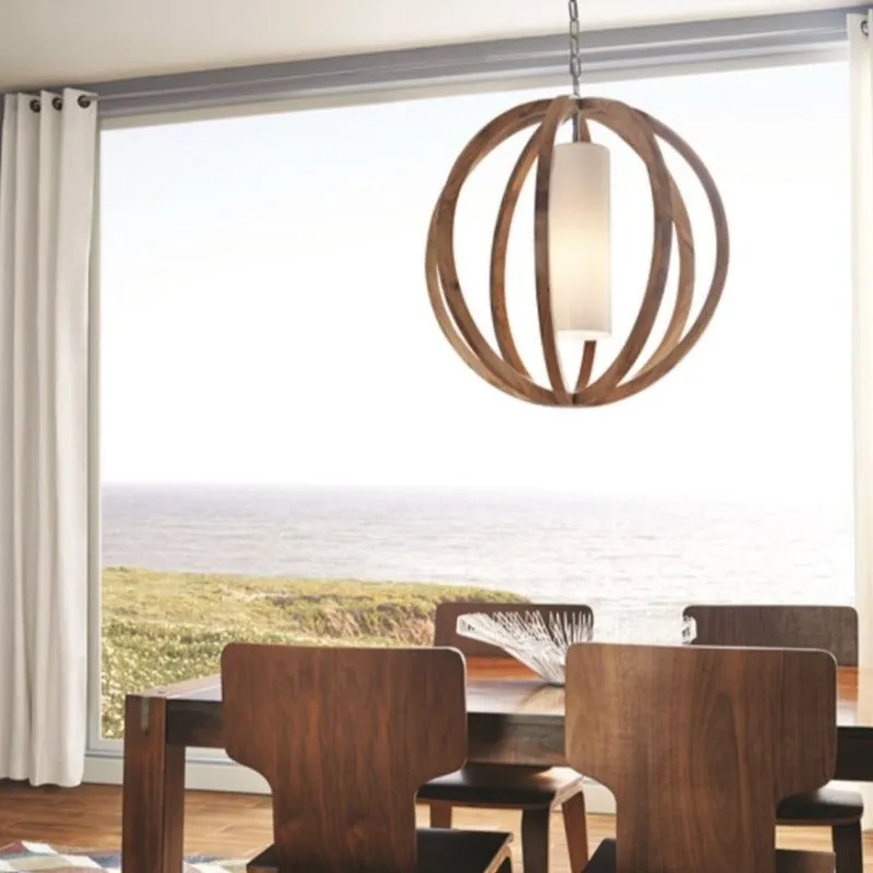 Contemporary Sphere Wood Pendant