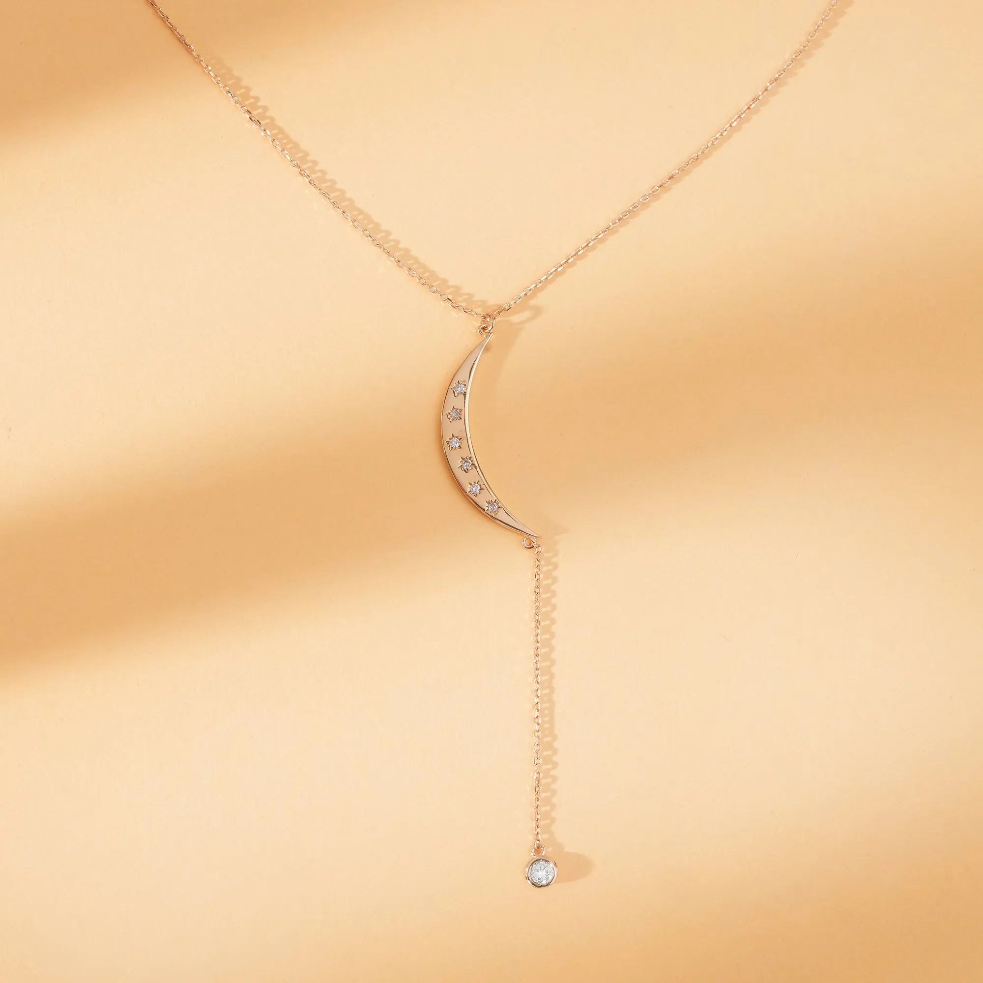 Crescent Diamond Lariat Necklace, Tarja