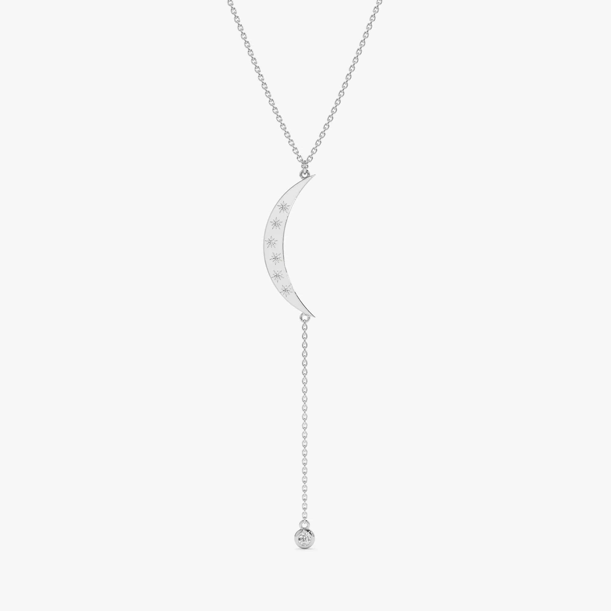 Crescent Diamond Lariat Necklace, Tarja