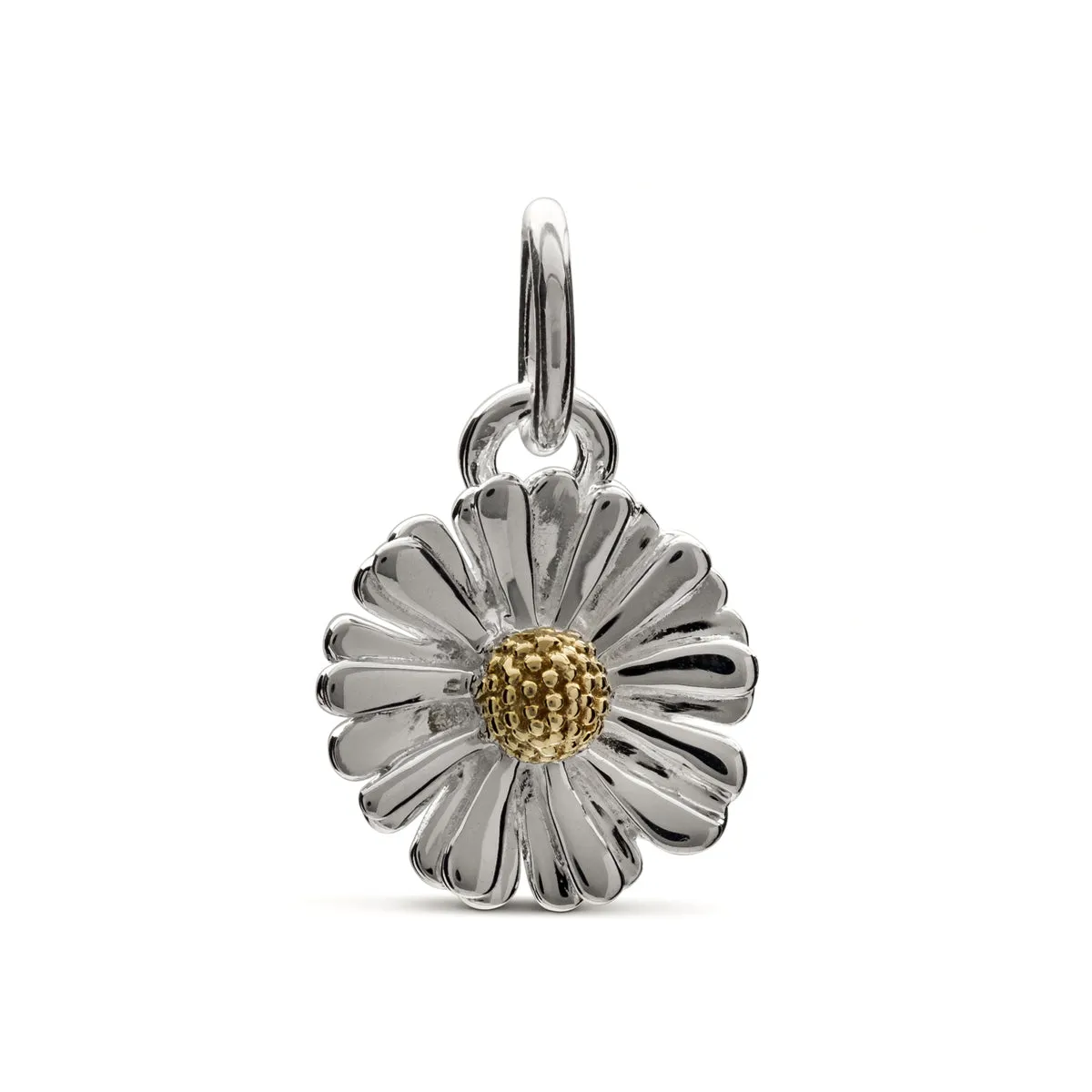 Daisy Flower Silver & Solid Gold Charm