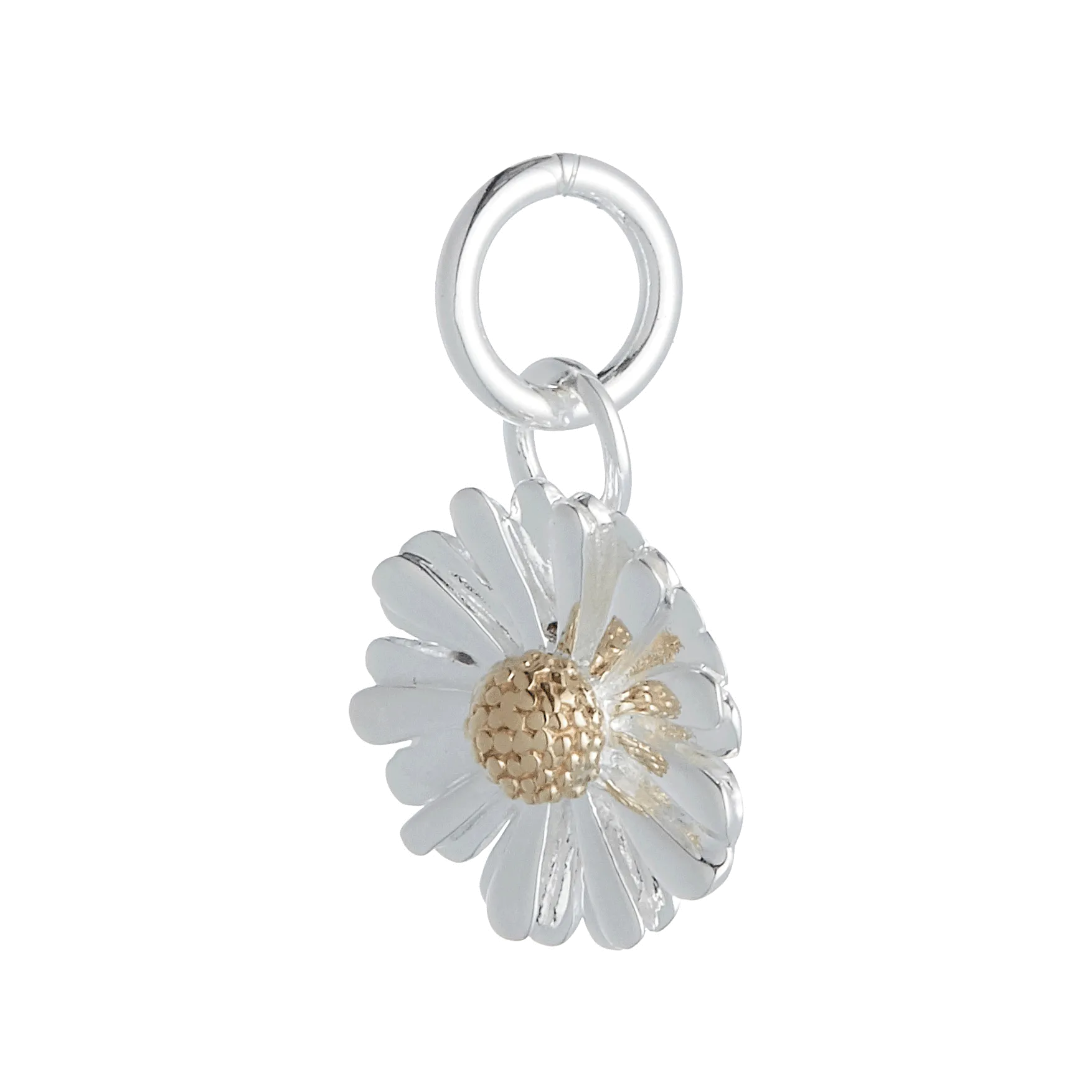 Daisy Flower Silver & Solid Gold Charm