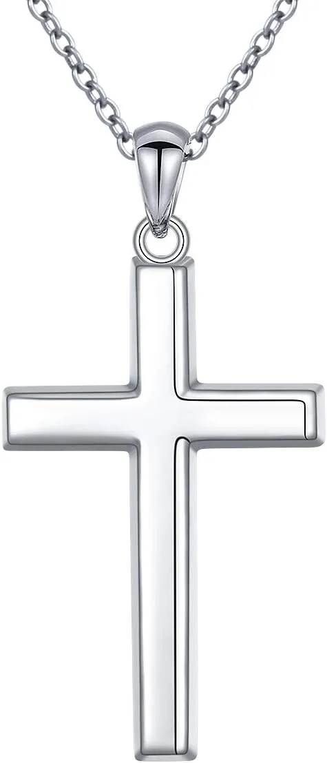 DAOCHONG S925 Sterling Silver Cross Pendant Necklace for Women Men Note Music Flower Panda Pentacle Jewelry