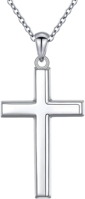 DAOCHONG S925 Sterling Silver Cross Pendant Necklace for Women Men Note Music Flower Panda Pentacle Jewelry