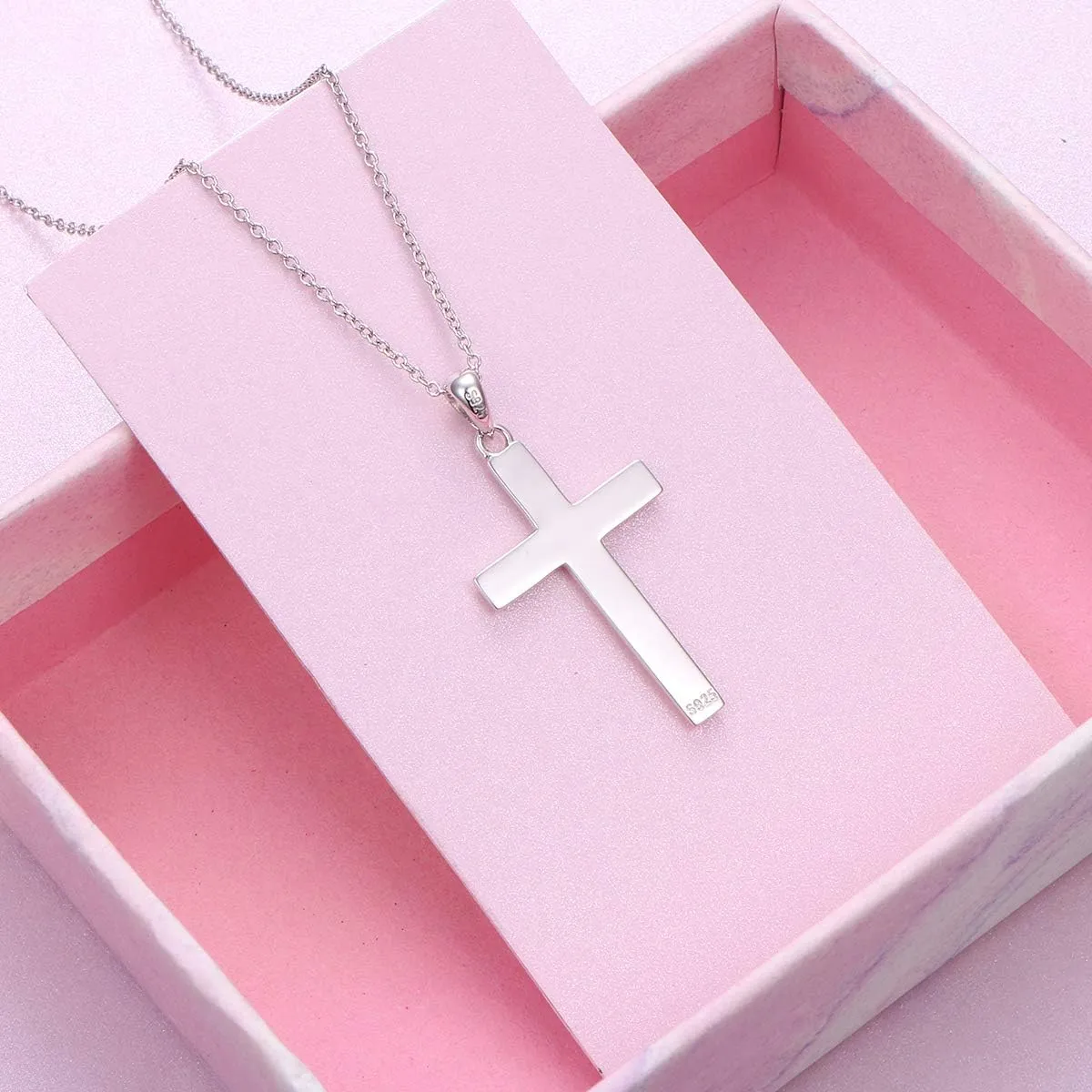 DAOCHONG S925 Sterling Silver Cross Pendant Necklace for Women Men Note Music Flower Panda Pentacle Jewelry