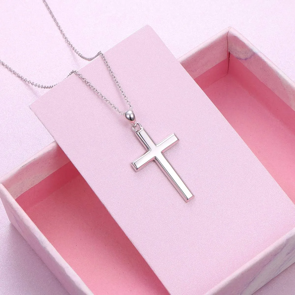DAOCHONG S925 Sterling Silver Cross Pendant Necklace for Women Men Note Music Flower Panda Pentacle Jewelry