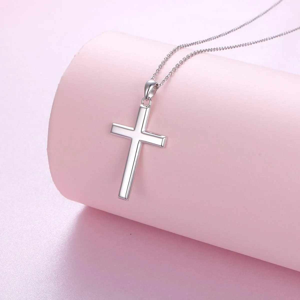 DAOCHONG S925 Sterling Silver Cross Pendant Necklace for Women Men Note Music Flower Panda Pentacle Jewelry