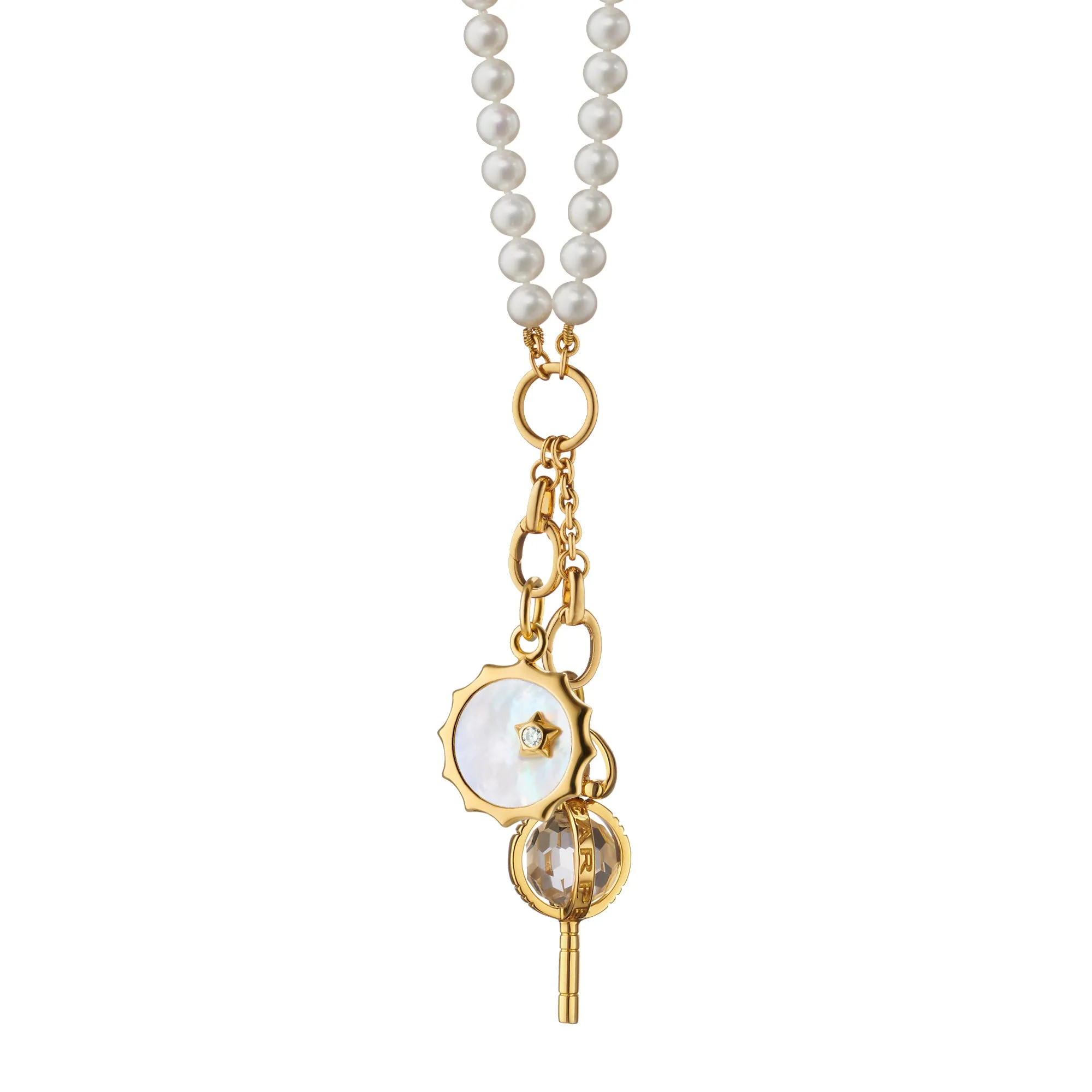 Design Your Own Mother of Pearl Sun and Mini "Carpe Diem" Key Charm Necklace