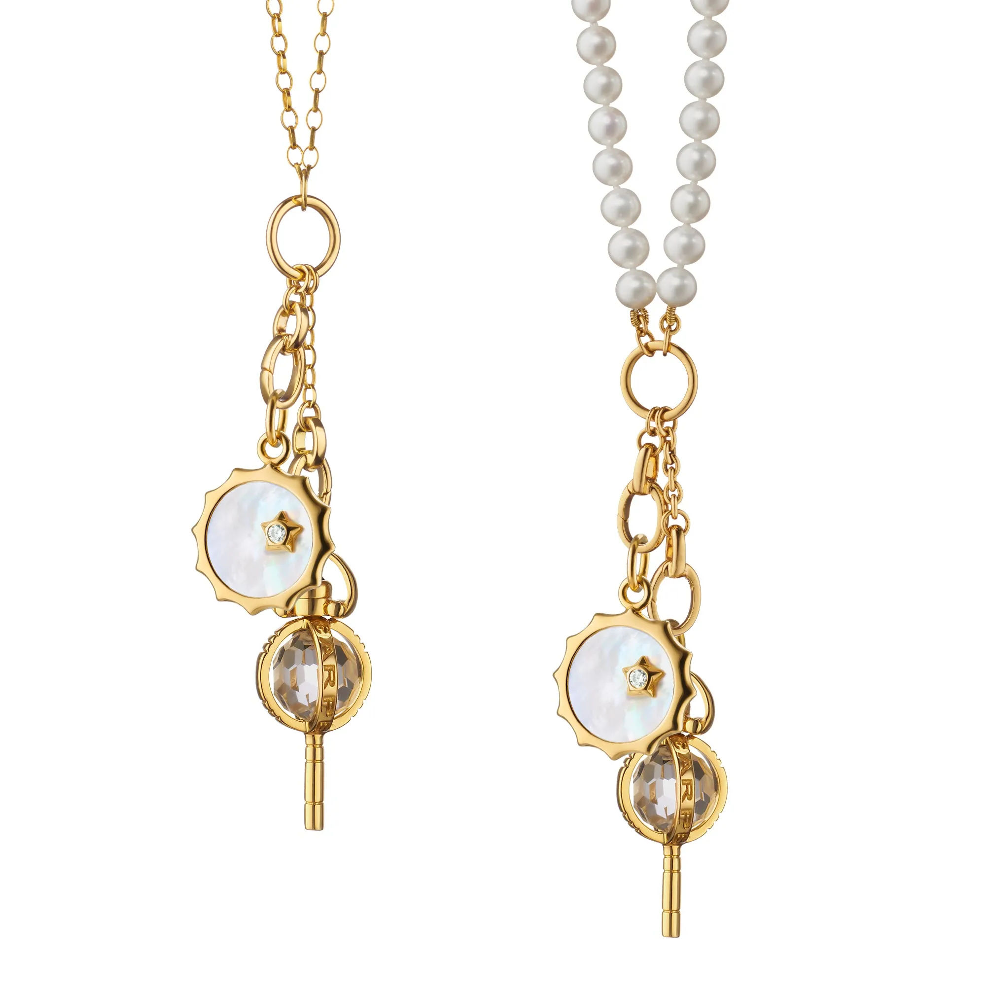 Design Your Own Mother of Pearl Sun and Mini "Carpe Diem" Key Charm Necklace