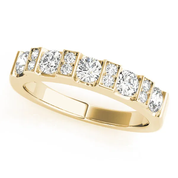 Diamond Accented Bar Design Wedding Band