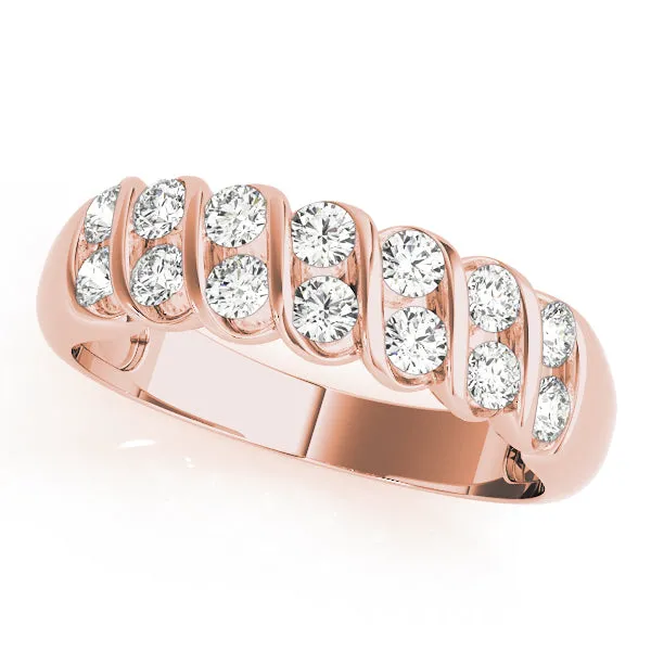 Double Diamond Swirl Design Wedding Band