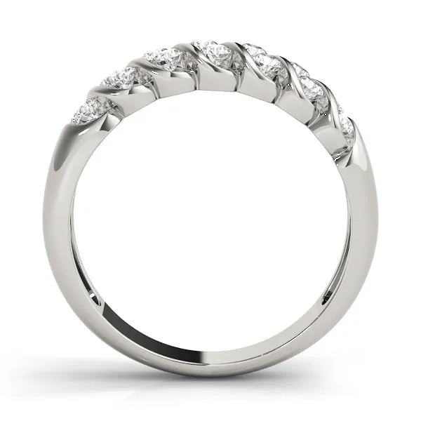 Double Diamond Swirl Design Wedding Band