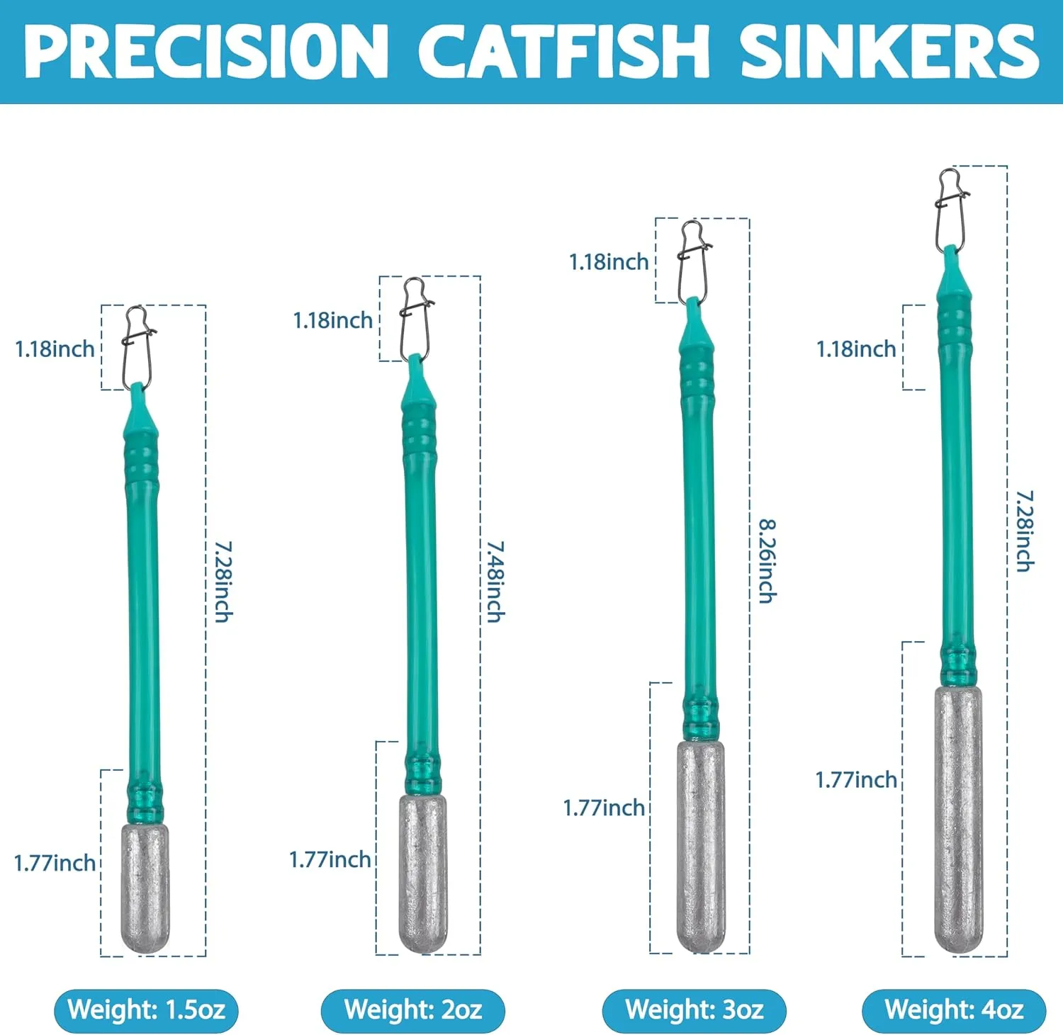Dragging Weights for Catfish, 4pcs Drag Weight Catfishing No Snag Sinker Dragging Drift Weight for Bottom Bouncing, Trolling, Drifting, Snagless Catfish Sinker Weight