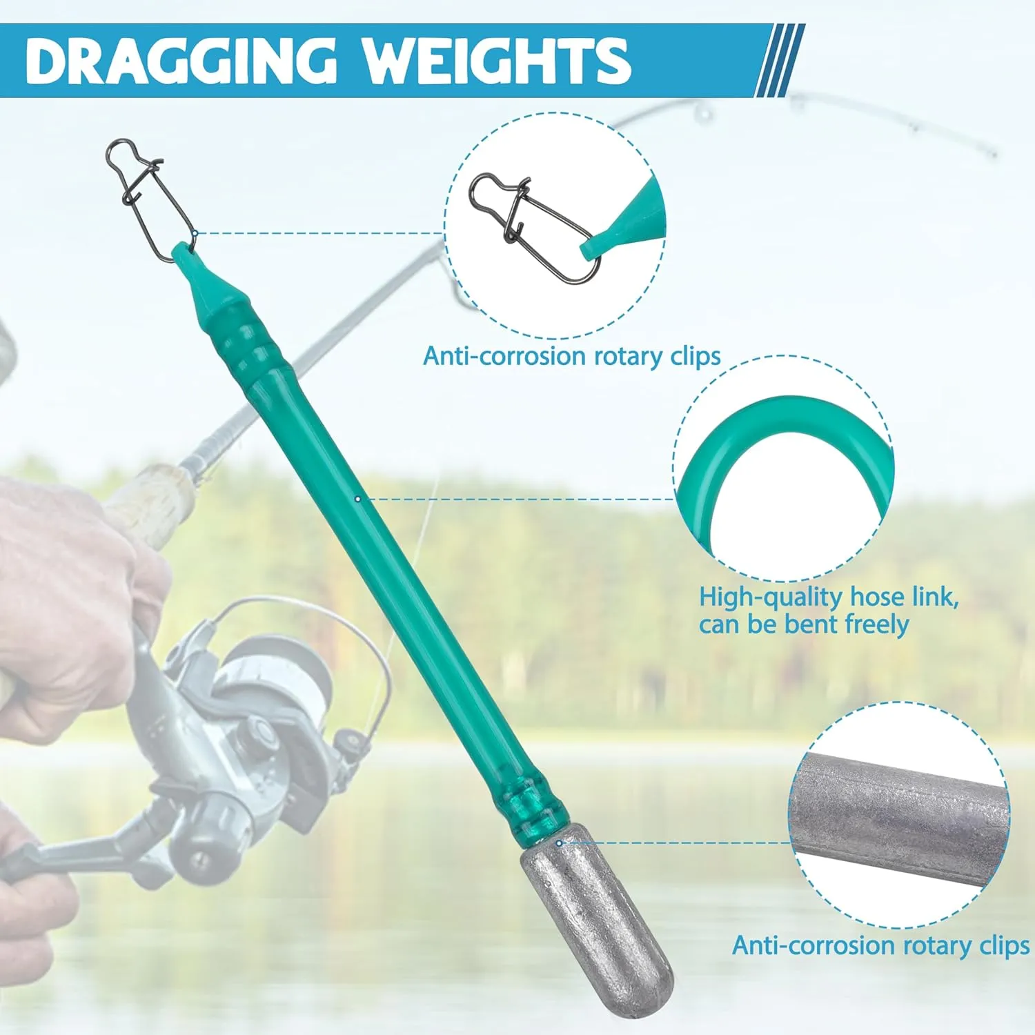 Dragging Weights for Catfish, 4pcs Drag Weight Catfishing No Snag Sinker Dragging Drift Weight for Bottom Bouncing, Trolling, Drifting, Snagless Catfish Sinker Weight
