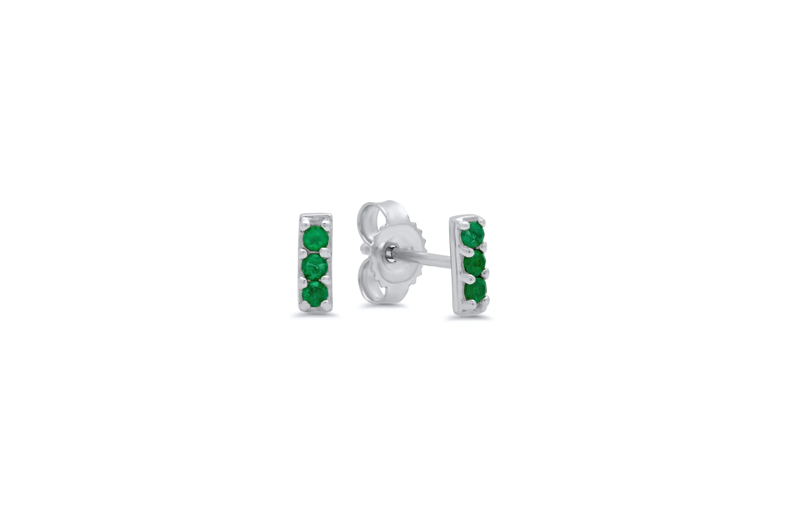 Emerald Bar Stud Earrings