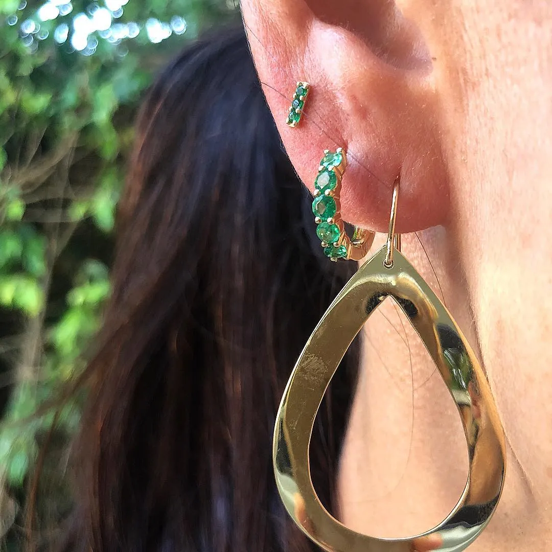 Emerald Bar Stud Earrings