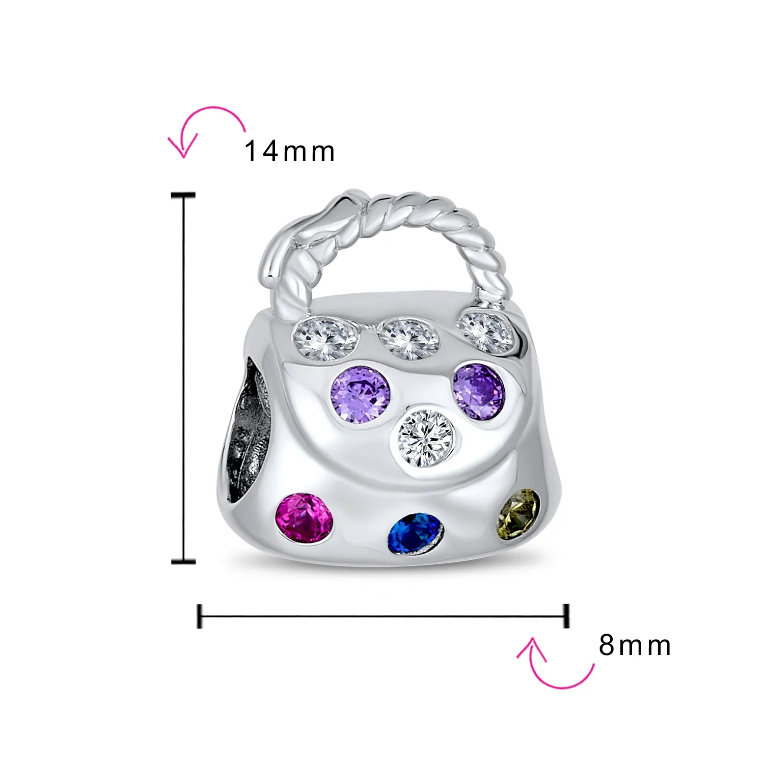 Fashion Clutch Purse Pocketbook Hand Bag Charm Bead Sterling Silver