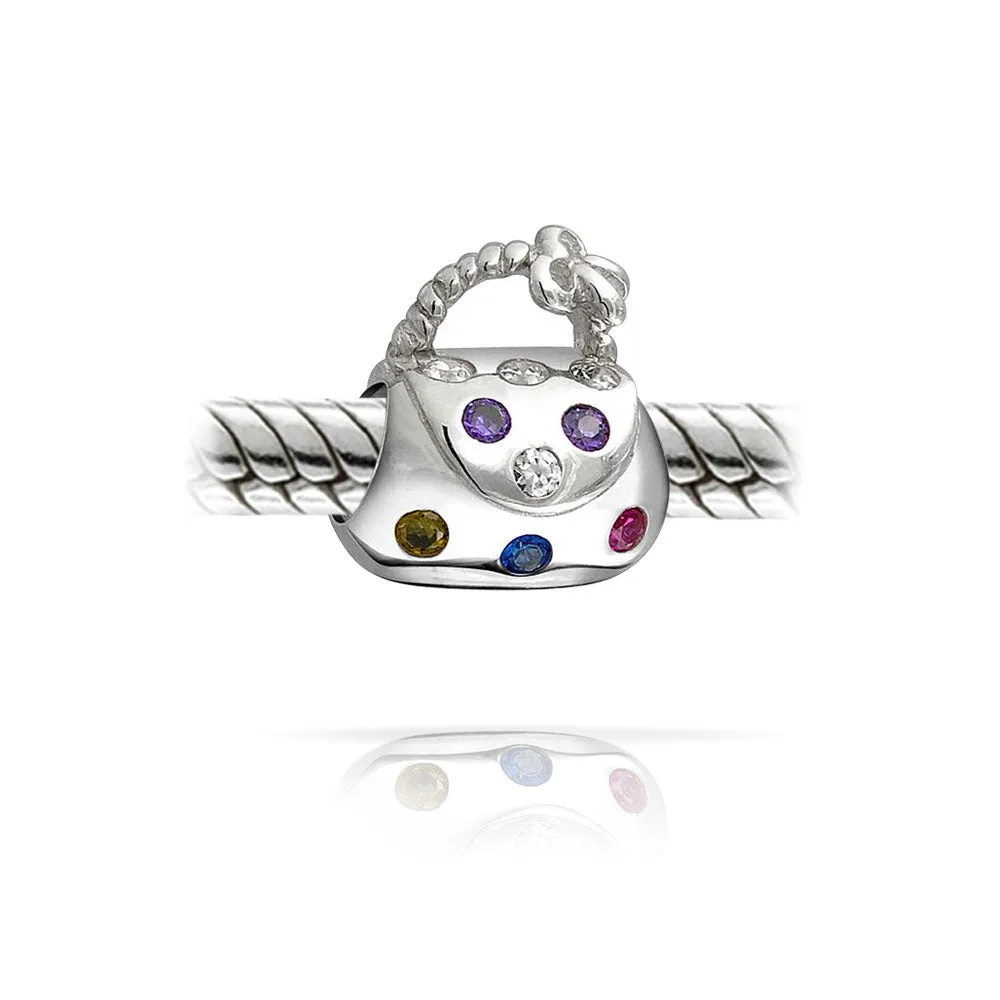 Fashion Clutch Purse Pocketbook Hand Bag Charm Bead Sterling Silver