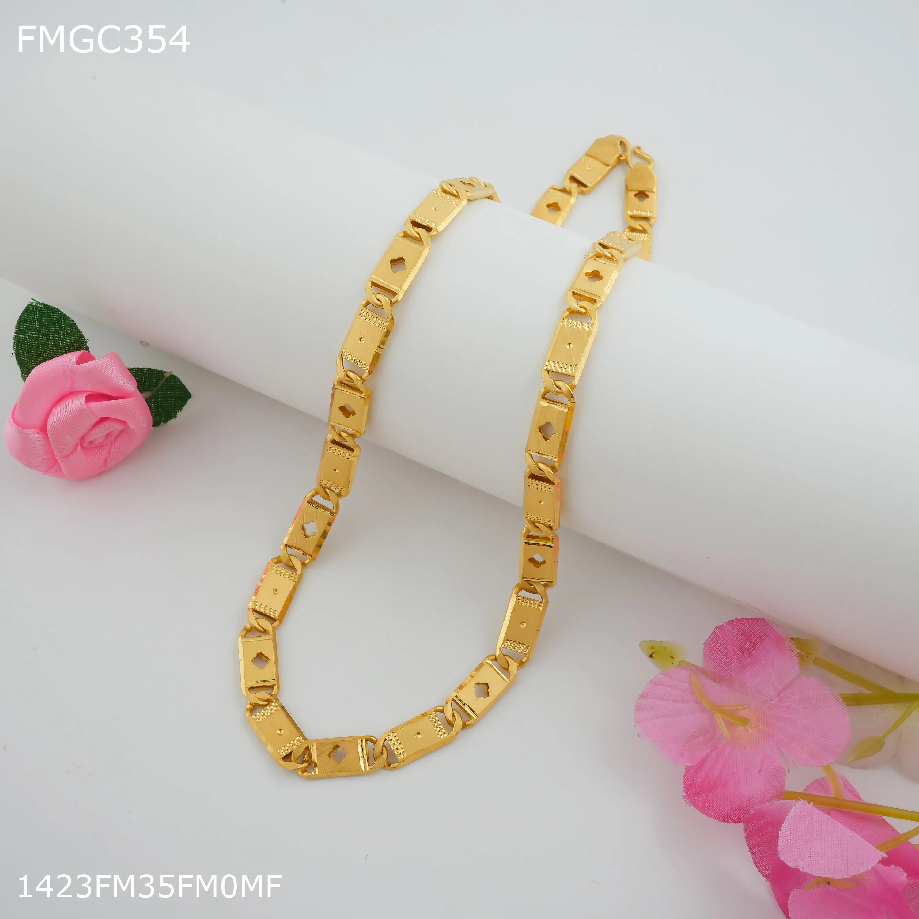 Freemen Flower cut nawabi gold plated Chain Design - FMGC354