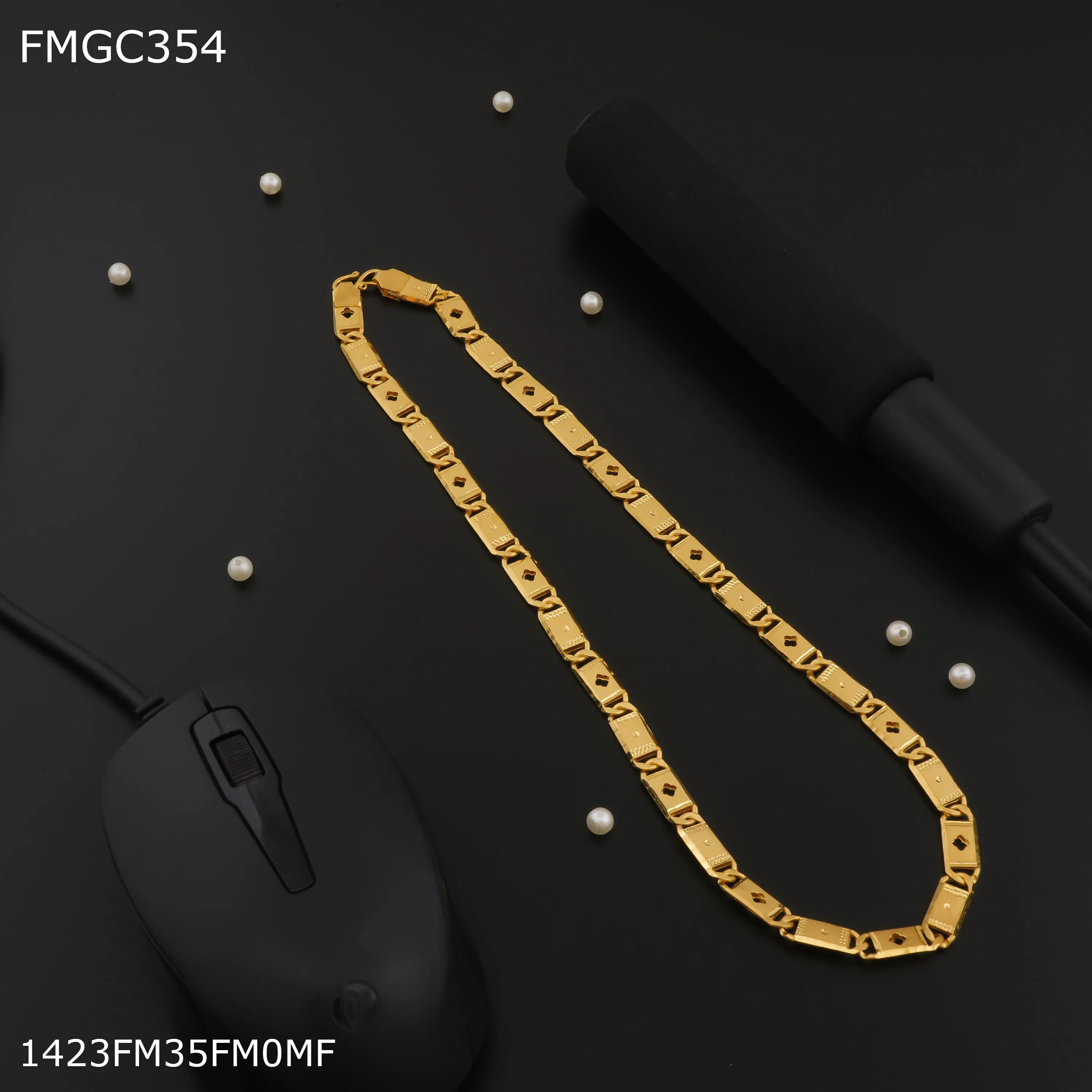 Freemen Flower cut nawabi gold plated Chain Design - FMGC354