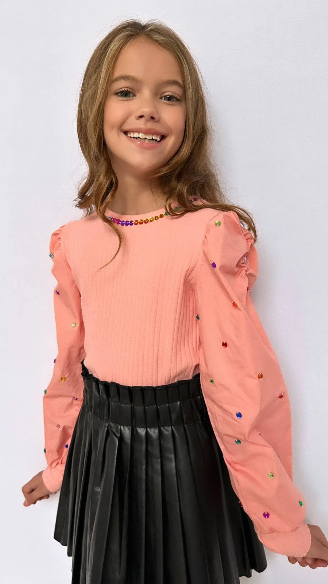 Gem Queen Puff Sleeve Blouse Pink