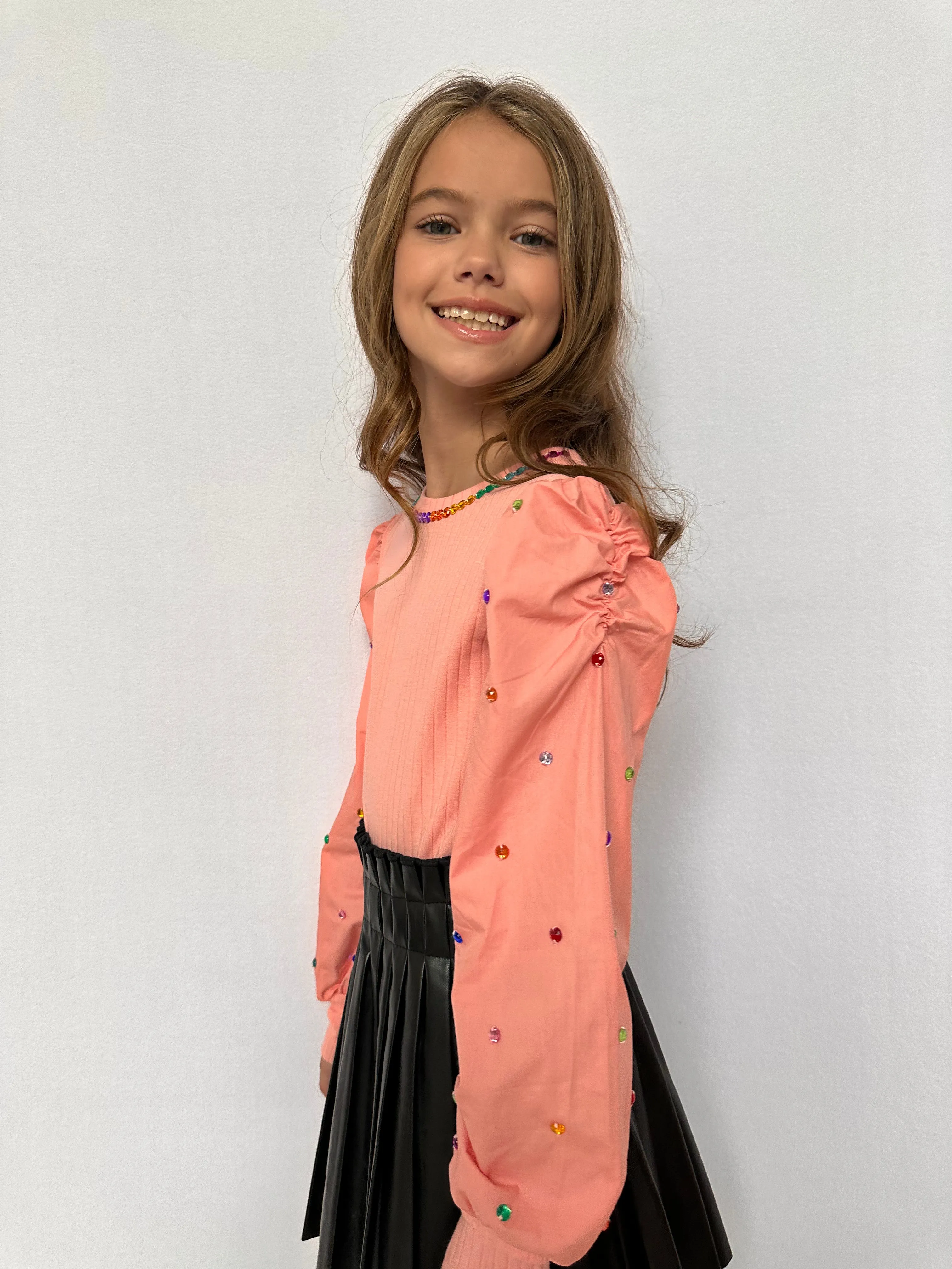 Gem Queen Puff Sleeve Blouse Pink