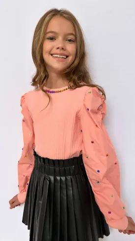 Gem Queen Puff Sleeve Blouse Pink