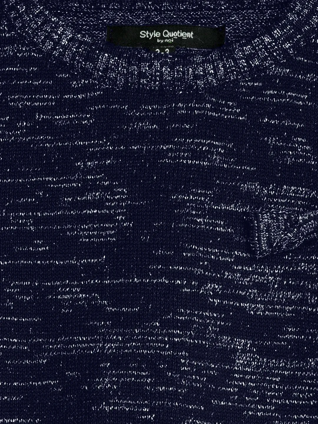 Girls Navy Blue Self Design Top