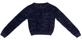 Girls Navy Blue Self Design Top