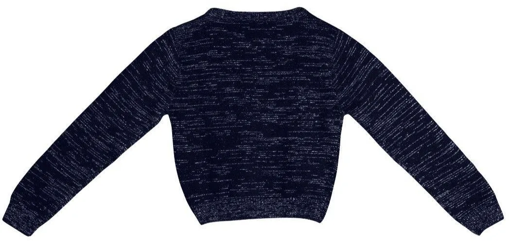 Girls Navy Blue Self Design Top