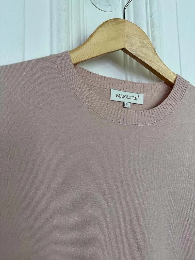 Gold Button Super Soft Knit - Blush