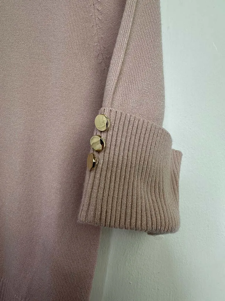 Gold Button Super Soft Knit - Blush