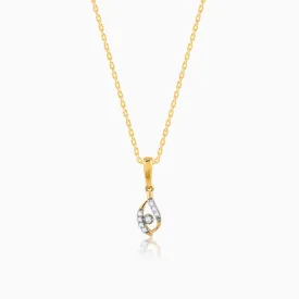 Gold Captivating Droplet Diamond Pendant