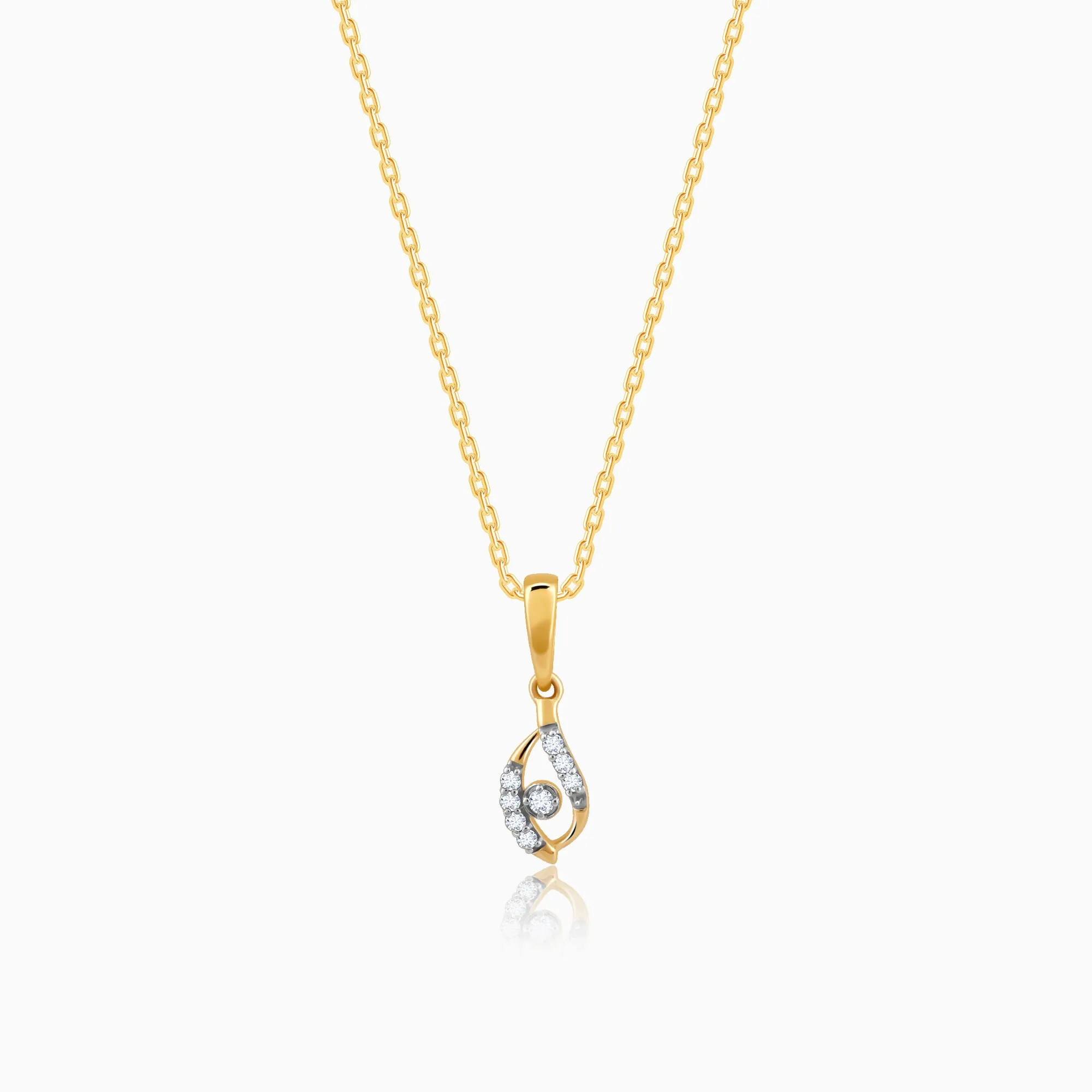 Gold Captivating Droplet Diamond Pendant
