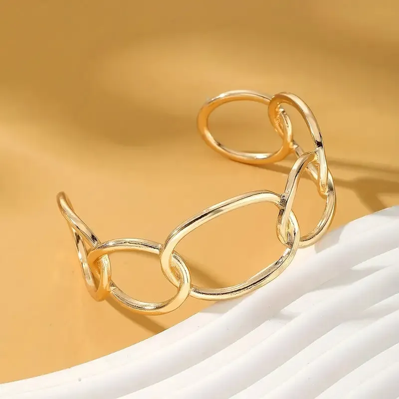 Gold Chain Cuff Bracelet at Bling & Bloom's Boutique