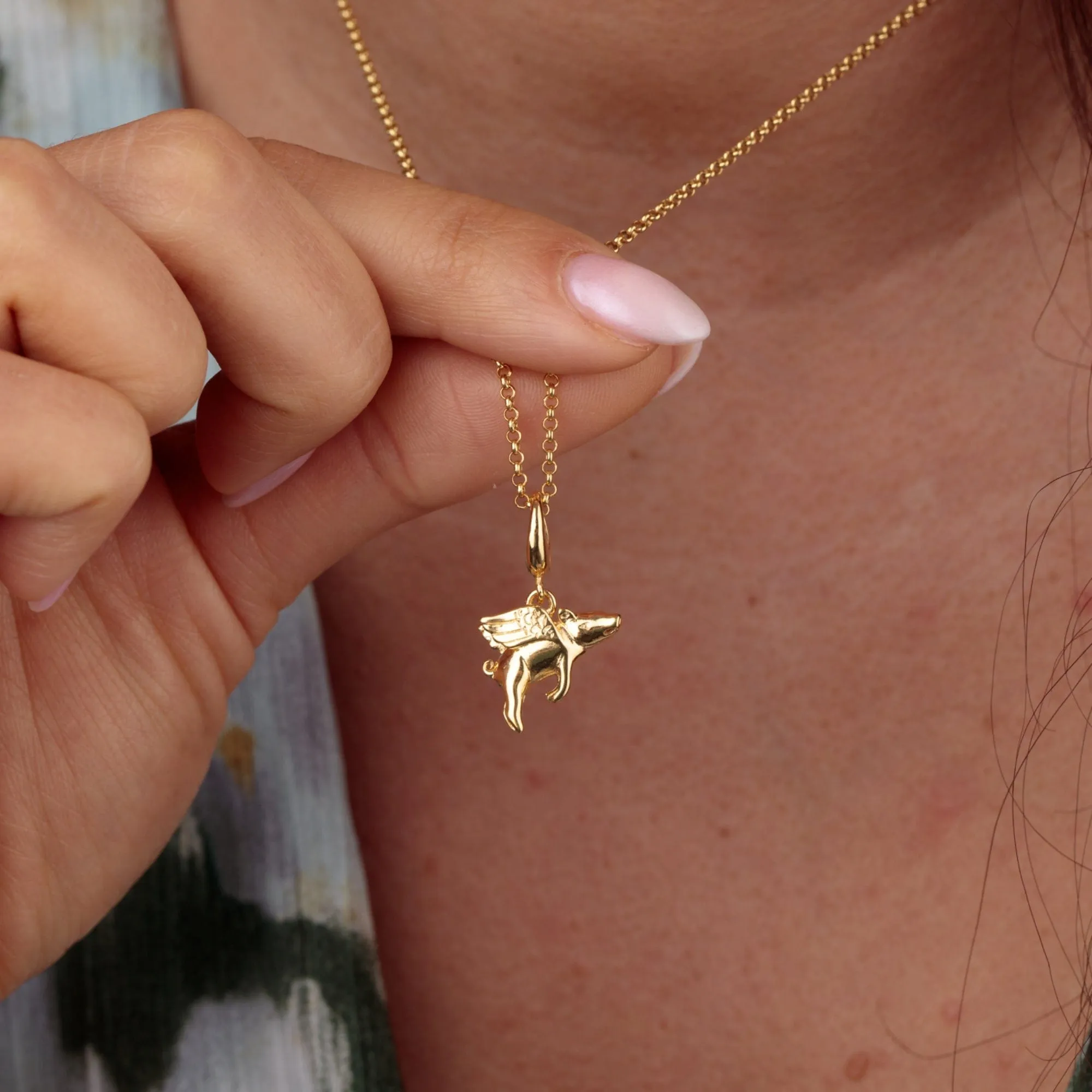 Gold Plated Flying Pig Charm